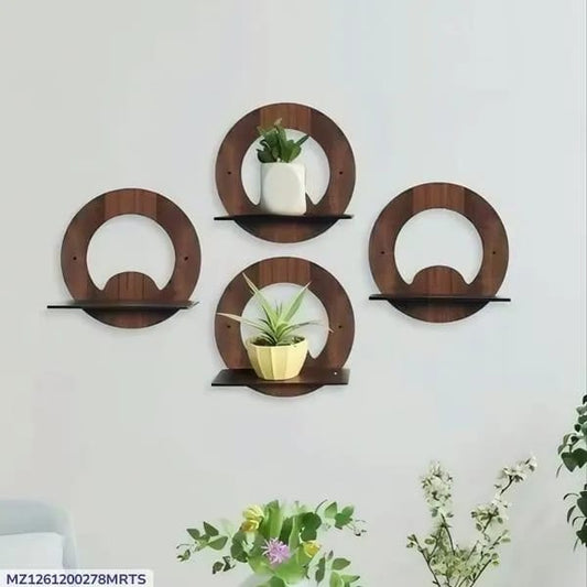 Set of 4 Wooden Round Wall Shelves | Home Decor Circle Display Rack for Living Room Bedroom I Decoration Pieces I Decoration Item For Home - TACHNBEAUTY
