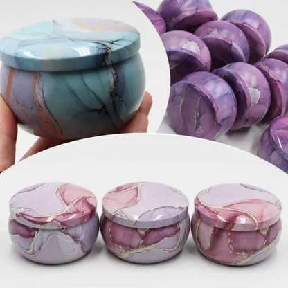 : Pack of 3 Empty Tin Box|Empty Tin Jars|Tin Box Collection Marble Printed Jars DIY Candle Making|Jars for Candles 3 Pieces| Empty containers| empty jars| Candle Jars - TACHNBEAUTY