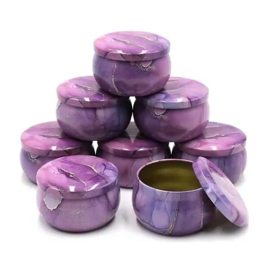 : Pack of 3 Empty Tin Box|Empty Tin Jars|Tin Box Collection Marble Printed Jars DIY Candle Making|Jars for Candles 3 Pieces| Empty containers| empty jars| Candle Jars - TACHNBEAUTY