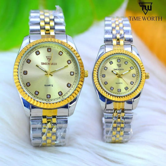 Stylish Unisex Silver Chain Strap Quartz Watch - 2 Pcs Analogue Couple Watches - TACHNBEAUTY