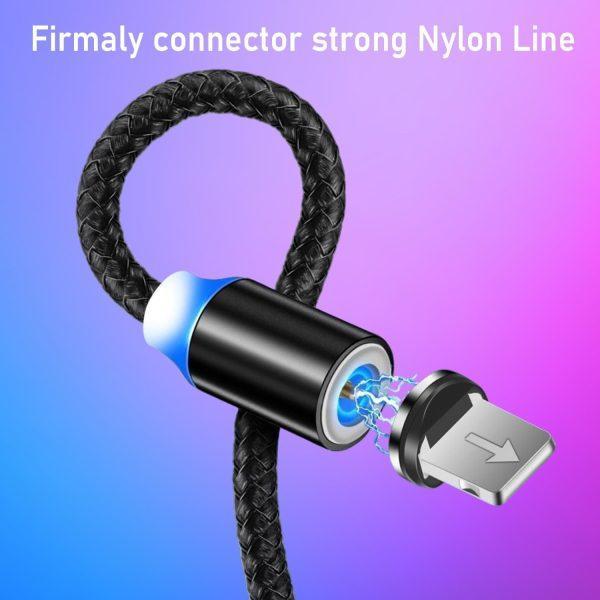 : 3 - in - 1 Magnetic Fast Charging Cable | Micro Usb, Type - c & Iphone | 360° Rotation | LED - TACHNBEAUTY