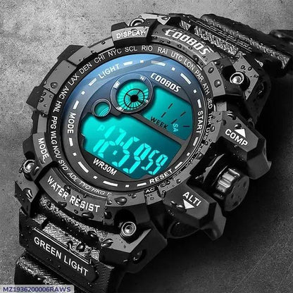 Men's Sports Watch - Black & Blue - 1 Pc - Water Resistant, Long Battery Life - TACHNBEAUTY
