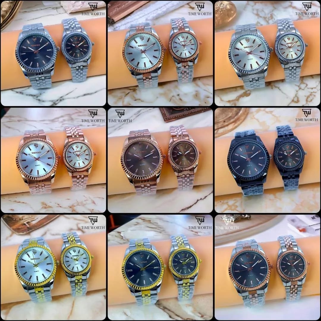 Stylish Unisex Silver Chain Strap Quartz Watch - 2 Pcs Analogue Couple Watches - TACHNBEAUTY