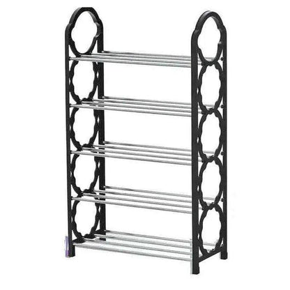 4 - Layer Durable Compact Black Shoe Rack - 1 Pc for Long - Lasting Use - TACHNBEAUTY