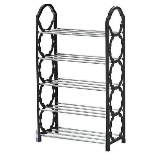 4 - Layer Durable Compact Black Shoe Rack - 1 Pc for Long - Lasting Use - TACHNBEAUTY