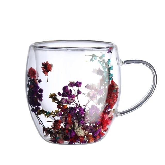 Real Flower Double - Layer Glass Cup - TACHNBEAUTY