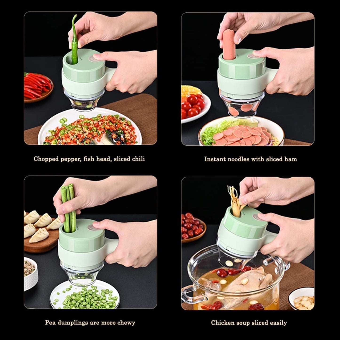 5 in 1 Handheld Hammer Electric Vegetable Cutter Set Mini Wireless Food Choppers Garlic Vegetable Chopper Slicer machine - TACHNBEAUTY